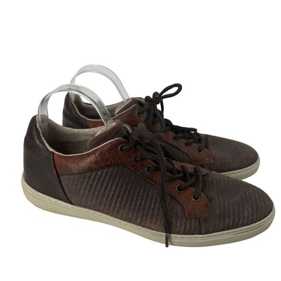 Bull Boxer Leather Sneakers Brown Textured Low Top Mens Size 11 Bardeau Casual - Picture 1 of 11
